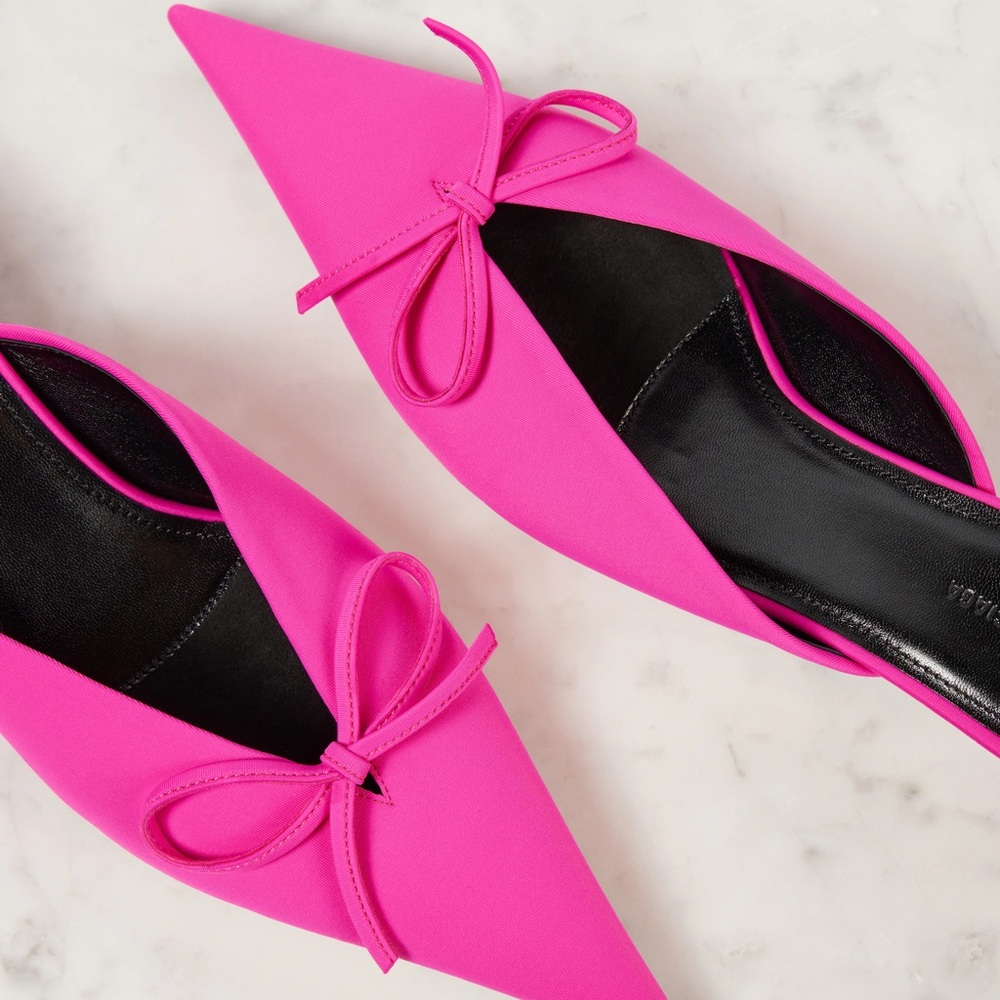 Balenciaga Knife Kitten Heel Bow Mule Pink Size 37 EU / 7 US NIB